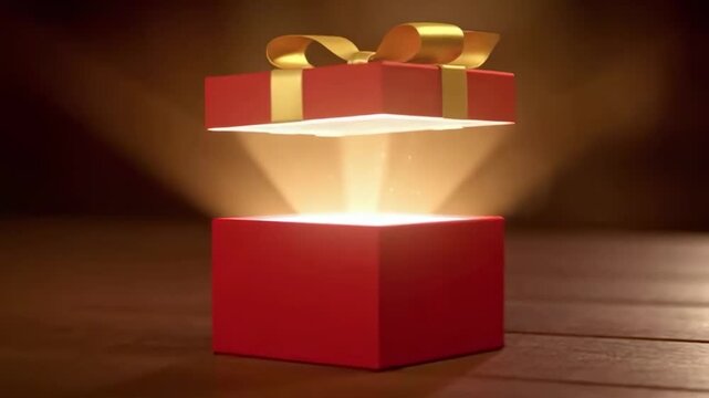 A gift box opens and comes out light.
