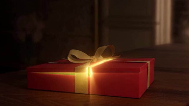 A gift box opens and comes out light.