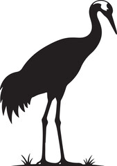 Obraz premium Standing Crane Bird Silhouette Graphic Icon Isolated on White Background