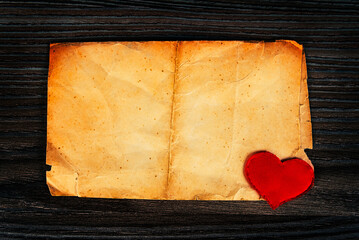 Old Blank Paper and Heart Shape