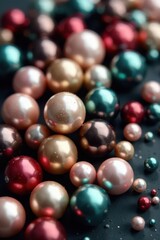 Multi-colored pearl cluster; glitter, black, white gold pearls , glitter, rich, luxury