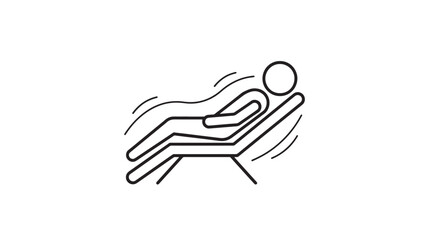 Obraz premium A simple black and white line drawing depicts a person reclining in a lounge chair high quality