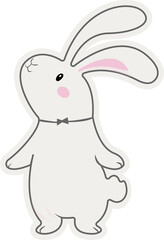 Fototapeta premium Cute bunny character in sticker style showing [emotion]. Perfect for chat stickers, social media, greeting cards and cute designs.