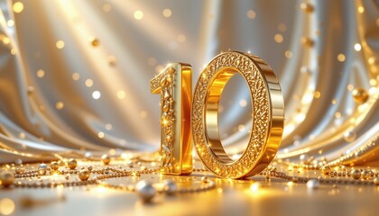 Obraz premium A mesmerizing 3D rendered scene centered around the number 10