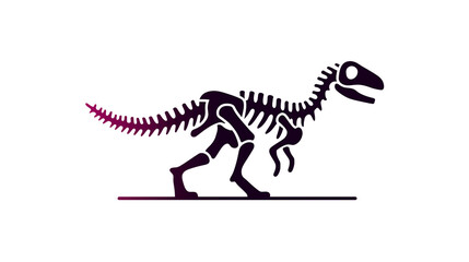 Dinosaur skeleton displayed on a white background showcasing ancient life and the history of paleontology