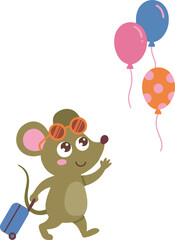 Cartoon Mouse on Vacation