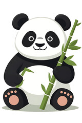 Fototapeta premium panda with bamboo