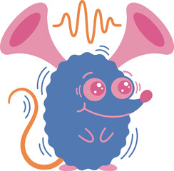 Cartoon Mouse with Megaphone Ears