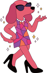 Fashionable Dog Cartoon Character