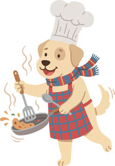 Cartoon Dog Chef Cooking