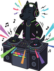 Dog DJ Mixing Music