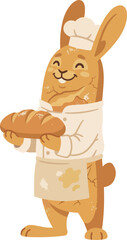 Rabbit Baker Holding Bread