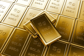 Stacked 5g Gold Bars Luxury Investment Background