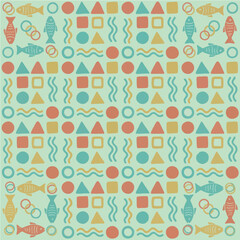 Colorful Geometric and Fish Pattern