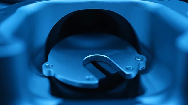 Close-up of a Partially Open V12 Engine Intake Plenum Butterfly Valve
