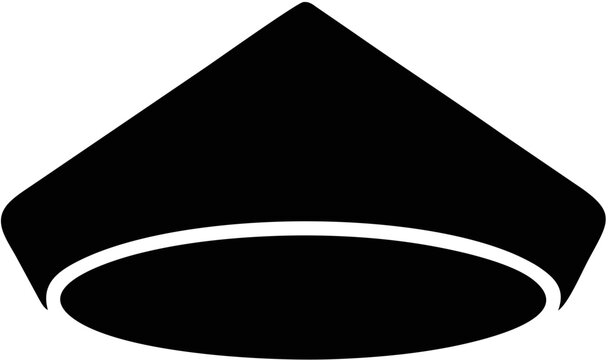 Black Conical Hat Silhouette Front View.