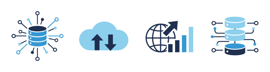 Data mining banner web icon vector illustration concept with icon of data sets, pre-processing, database system