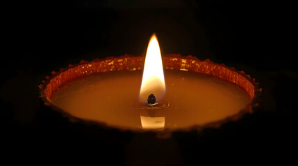 Cozy light from a candle in clarified butter bowl high-resolution photo