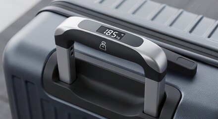 Modern luggage features an integrated digital scale display showing a weight measurement on its carrying handle.
