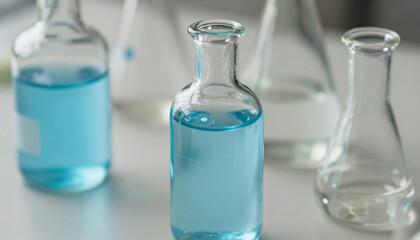 Pharmaceutical Liquid Bottles on White Background