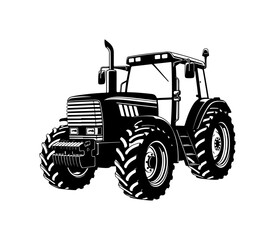 Obraz premium Black and White Tractor Illustration
