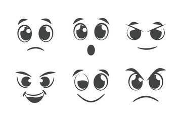 Cartoon Character Facial Expressions Pack with Ten Unique Emotions and Human Feelings