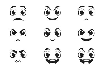 Set of 10 Funny Cartoon Character Expressions and Emoji Icons for Social Media and Marketing
