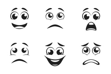 Vector Illustration of Ten Cartoon Faces with Various Expressions and Moods for Web Design