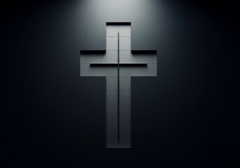Obraz premium Geometric cross shape cast in shadow with subtle lighting.