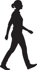 Fototapeta premium Black silhouette of a young business woman walking profile view