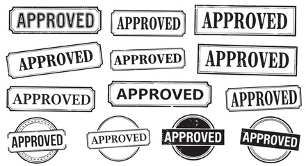 Fototapeta premium Collection of multiple approved stamps and seals for official use