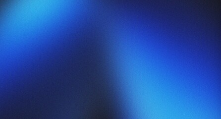 Vibrant deep blue and cyan color gradient abstract background with heavy noise grain texture creating a dynamic moody backdrop for artistic compositions © visionart
