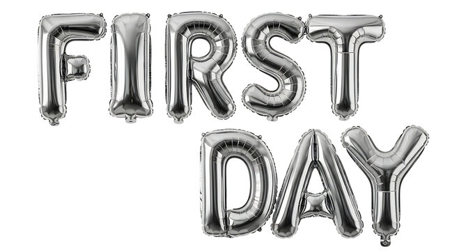 First day celebration with silver balloons