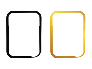 Aesthetic black and gold vertical rectangular frame &ndash; minimalist dual-tone brush frame ideal for premium branding, luxury packaging labels, editorial layouts, and presentation decks