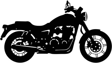 Black Motorcycle Silhouette Side View.