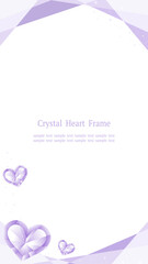 クリスタル風ハート装飾フレーム パープル 白背景 縦長16:9