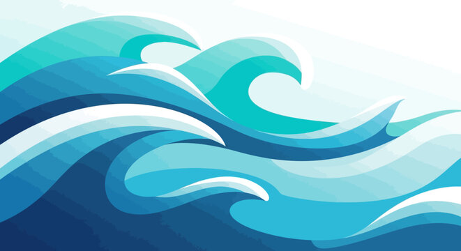Ocean wave design with blue and white colors