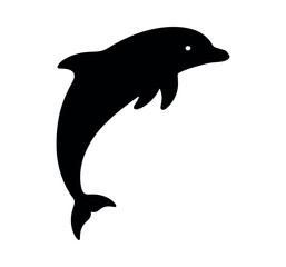 Fototapeta premium Dolphin leaping from water silhouette vector illustration