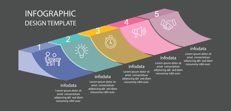 Abstract elements of graph infographic template. Business concept with 5 options. Vector EPS 10