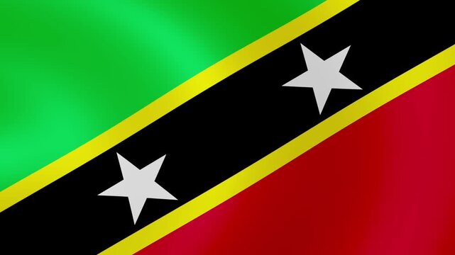 Saint Kitts and Nevis Waving Flag 4K Loop Animation	