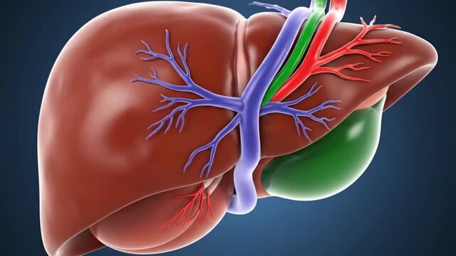 Human Liver Anatomy Medical Illustration.