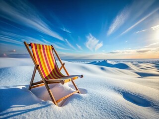 Sun Lounger in Snowy Landscape: Summer Meets Winter