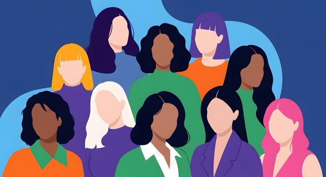 International womens day celebration with diverse group of women united