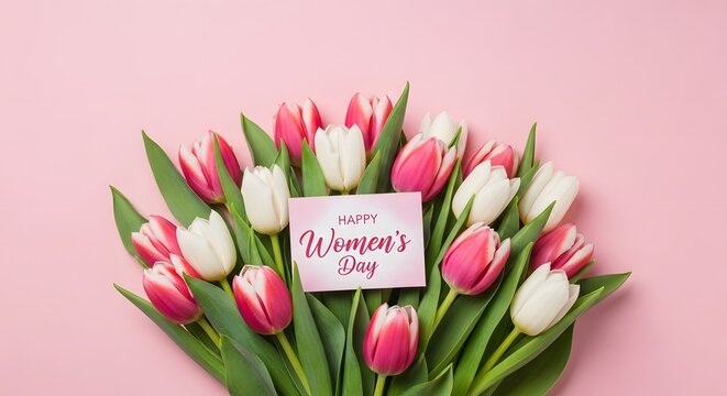 Happy women's day tulip bouquet gift for her on international womens day
