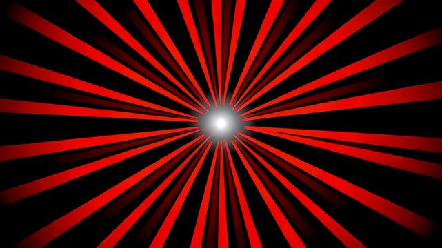 Intense Red Radial Light Burst Converging Toward Bright Center Creating High Energy Abstract Motion Pattern With Strong Depth And Contrast