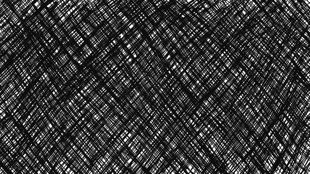 Dense black crosshatched scribbles creating a chaotic, textured pattern on a white background.