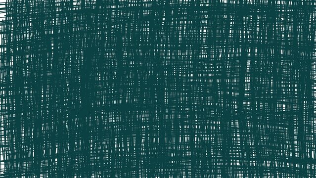 Dense teal crosshatched lines overlapping randomly, creating a textured abstract pattern on a light background.