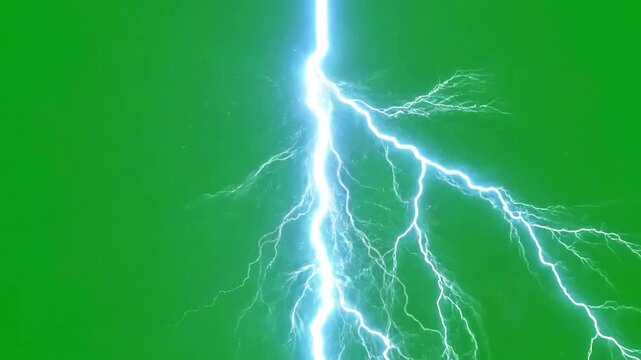 Green Screen set of lightning strikes on the scene 3 with distortion, overlay, glitch, static noise, scan lines black background, 4k animated video loop