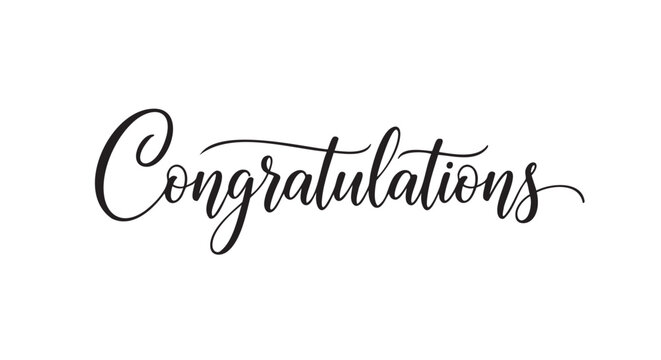 Elegant calligraphy congratulations message isolated on transparent background