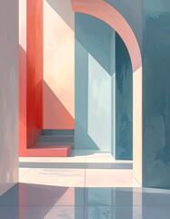 Architectural Abstraction - Light and Shadow in a Minimalist Space.